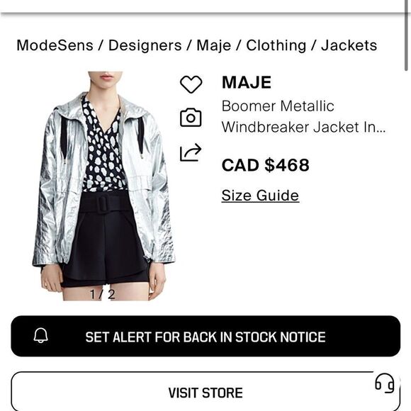 MAJE BOOMER METALLIC WINDBREAKER JACKET IN MULTI 38 - Picture 2 of 15